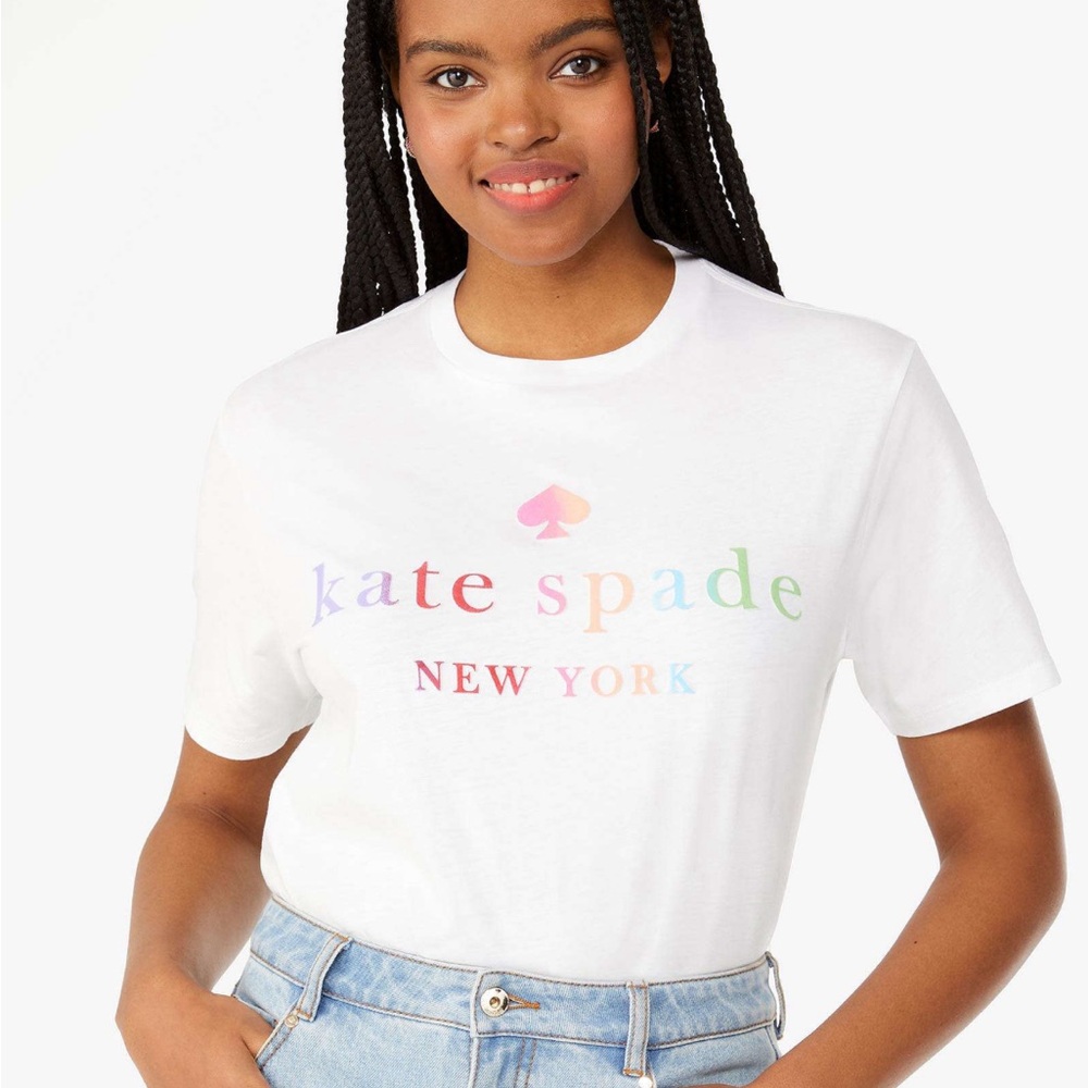 Kate Spade Pride Ombre Rainbow Collection Tee, Size M